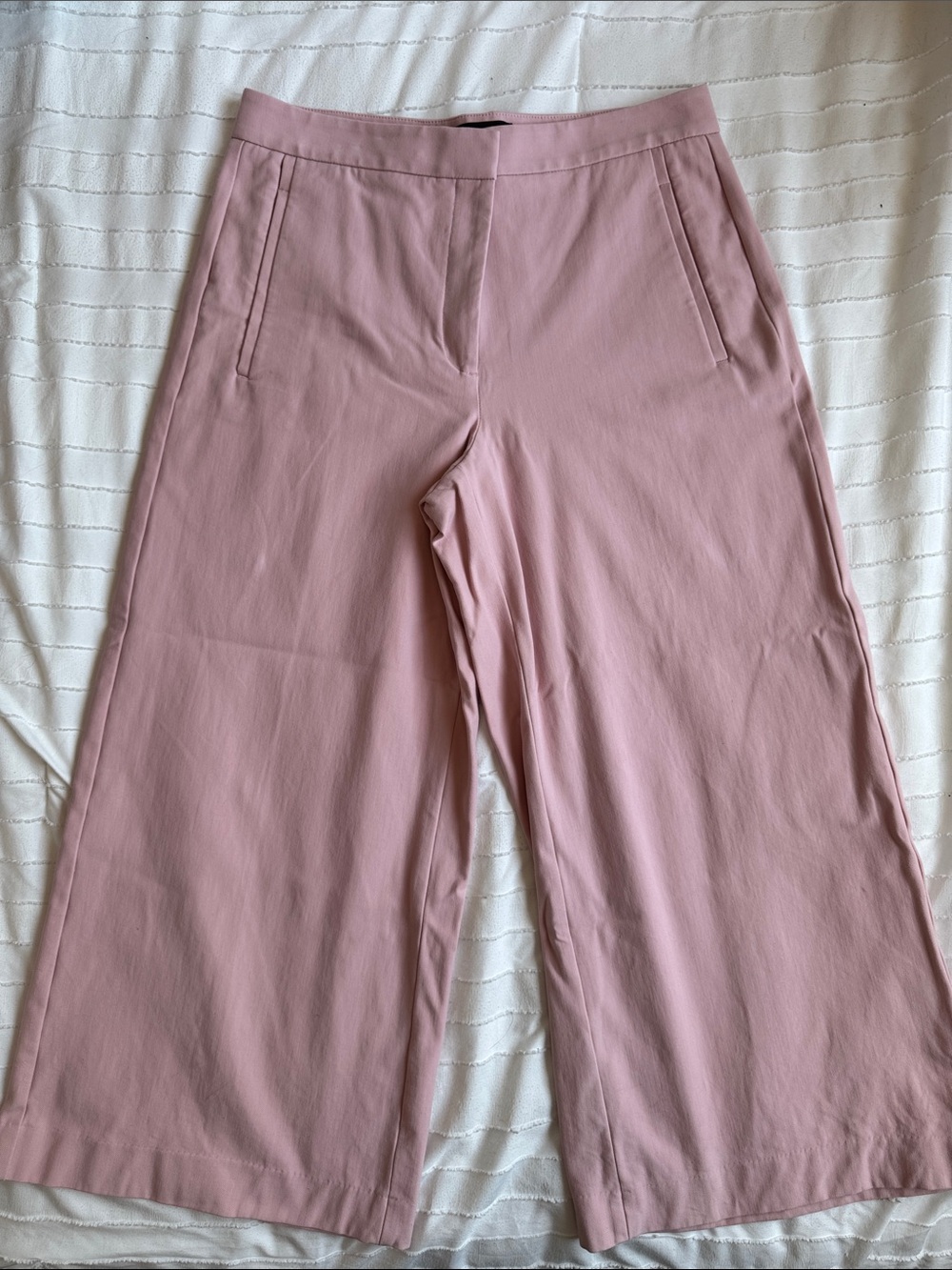 Ann Taylor Wide-Leg Cropped Pants in Blush Pink